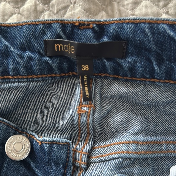 Maje Blue High Rise Distressed Jeans - Picture 4 of 6